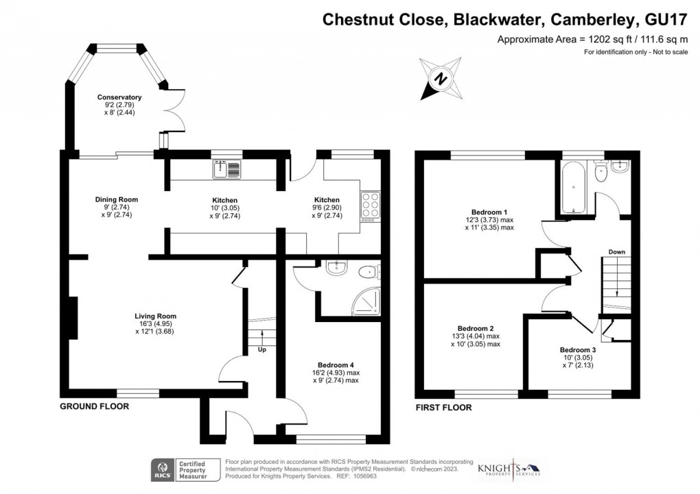 Floorplan for Chestnut Close, Blackwater, Camberley