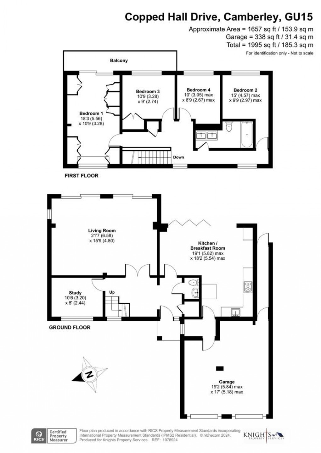 Floorplan for Copped Hall Drive, Camberley
