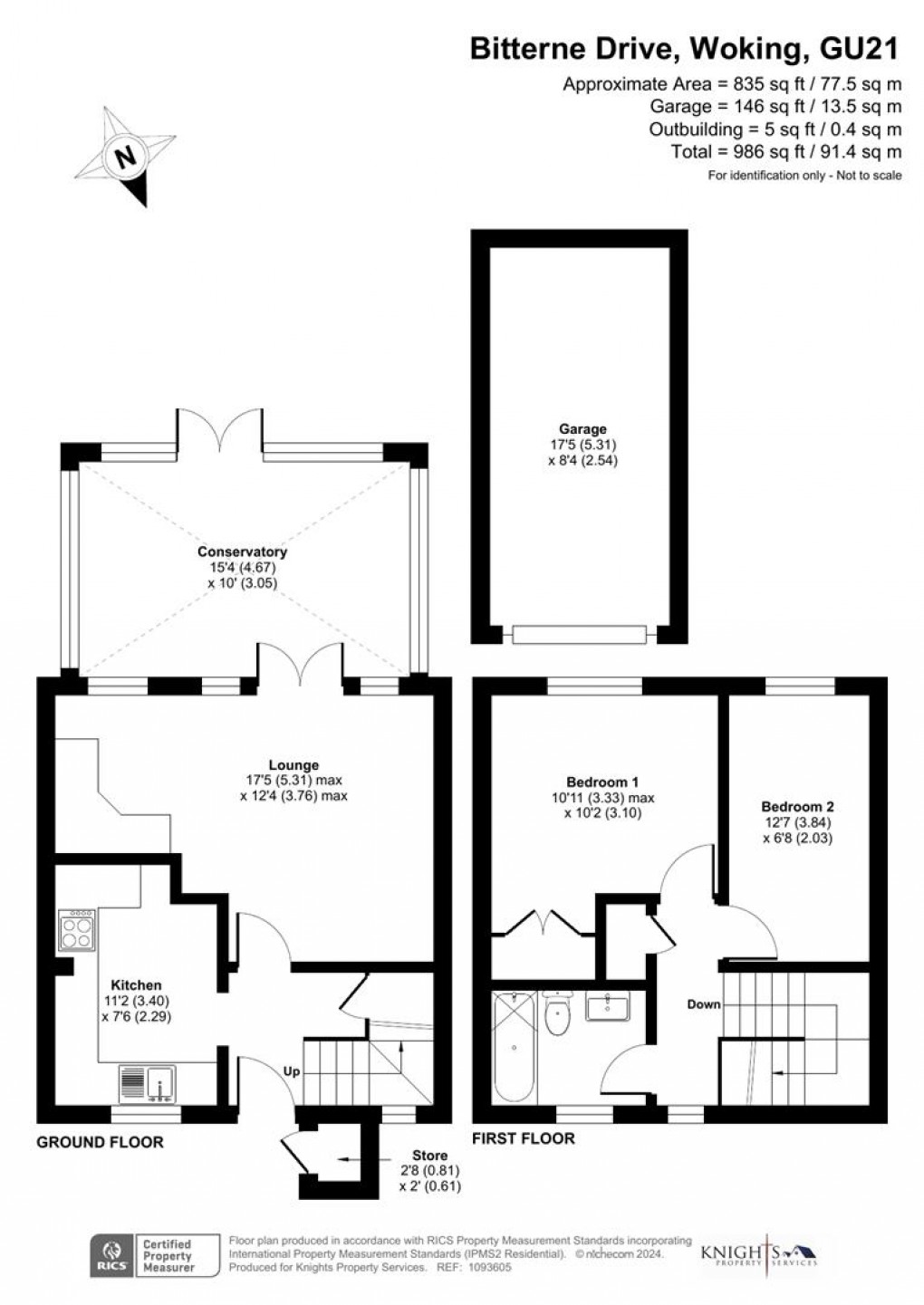 Floorplan for Bitterne Drive, Woking