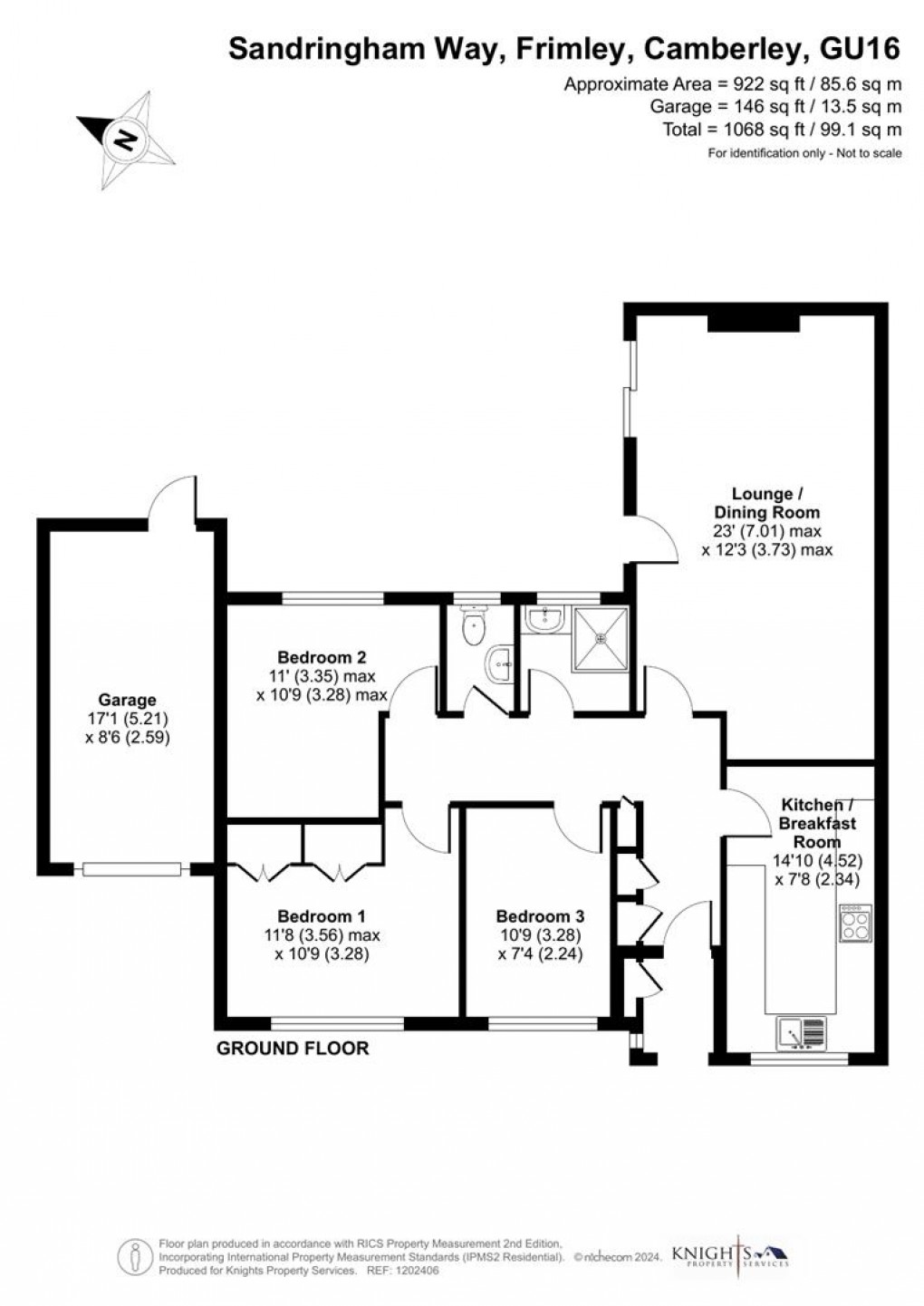 Floorplan for Sandringham Way, Frimley, Camberley