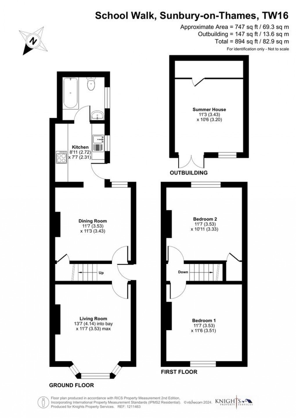 Floorplan for School Walk, Sunbury-On-Thames