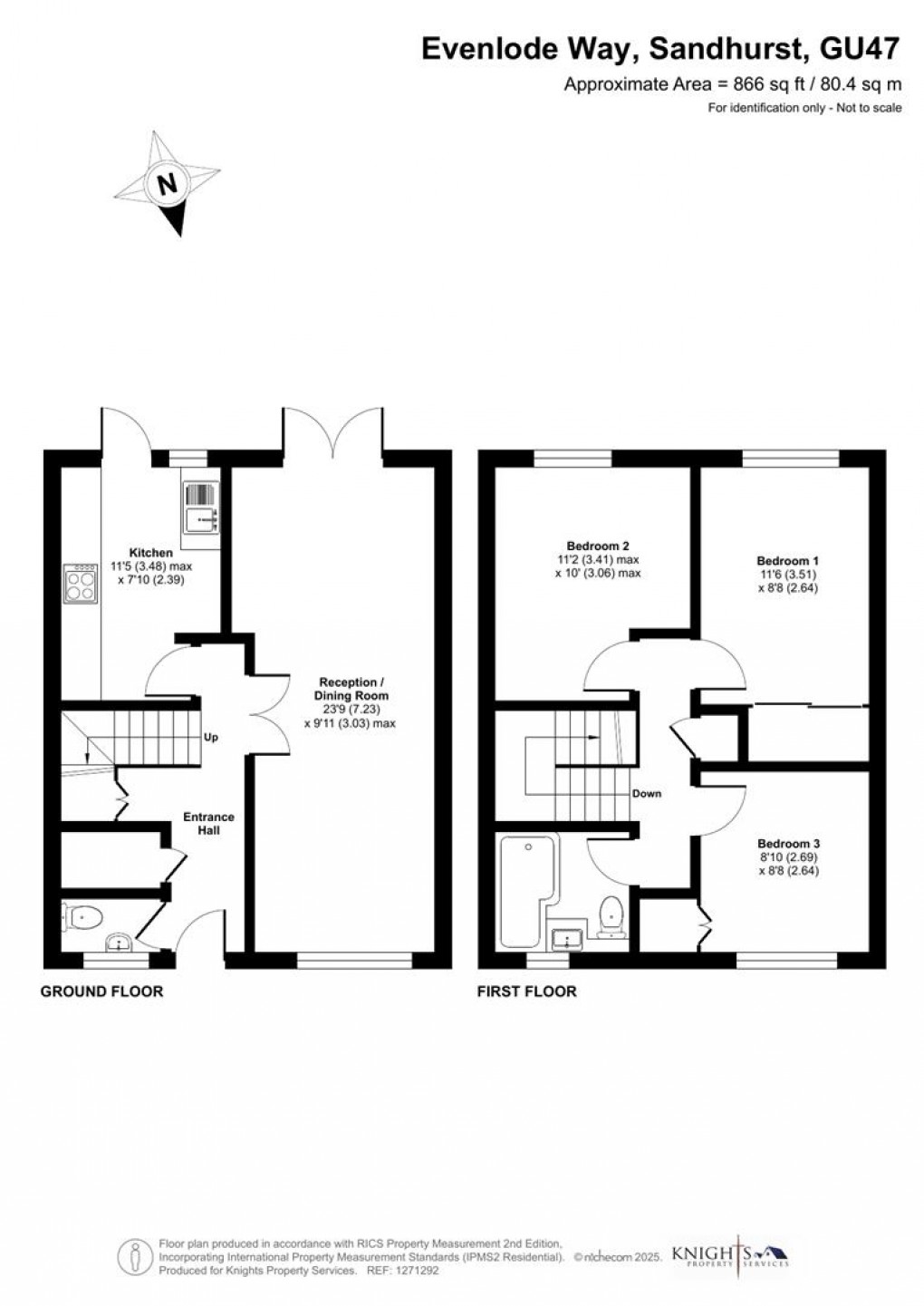 Floorplan for Evenlode Way, Sandhurst