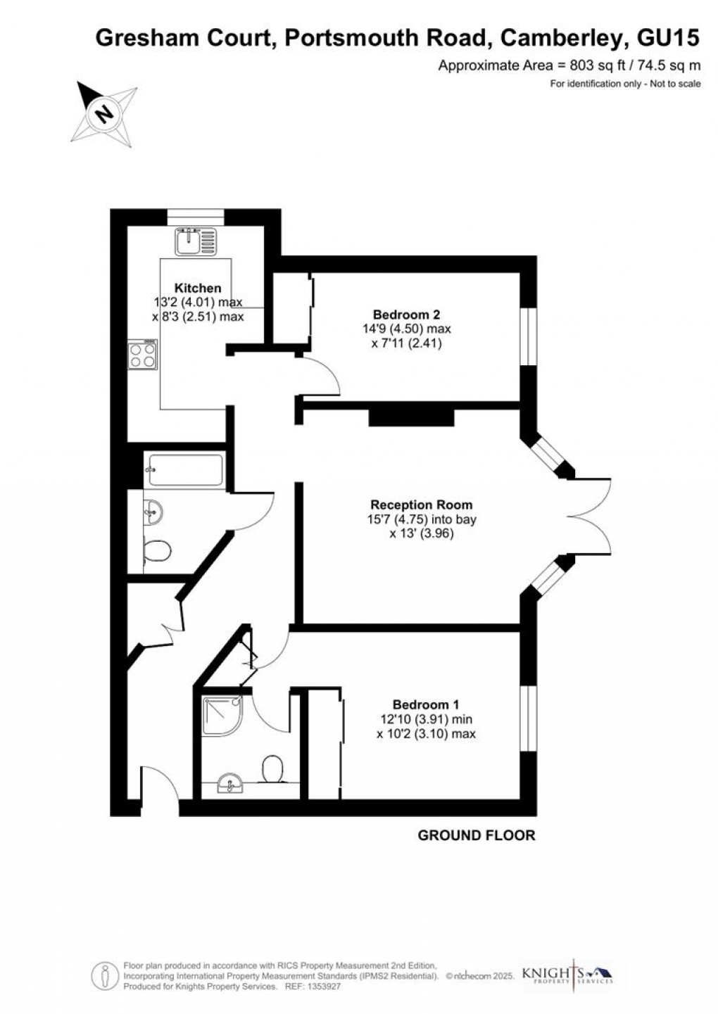 Floorplan for Gresham Court, 72 Portsmouth Road, Camberley