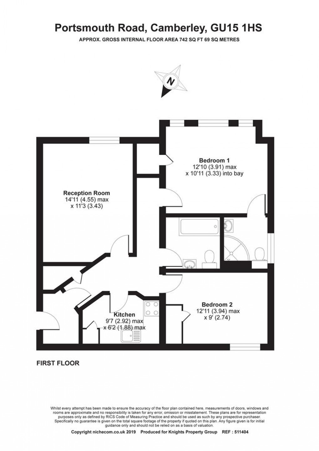 Floorplan for Brackendale Court, Portsmouth Road, Camberley