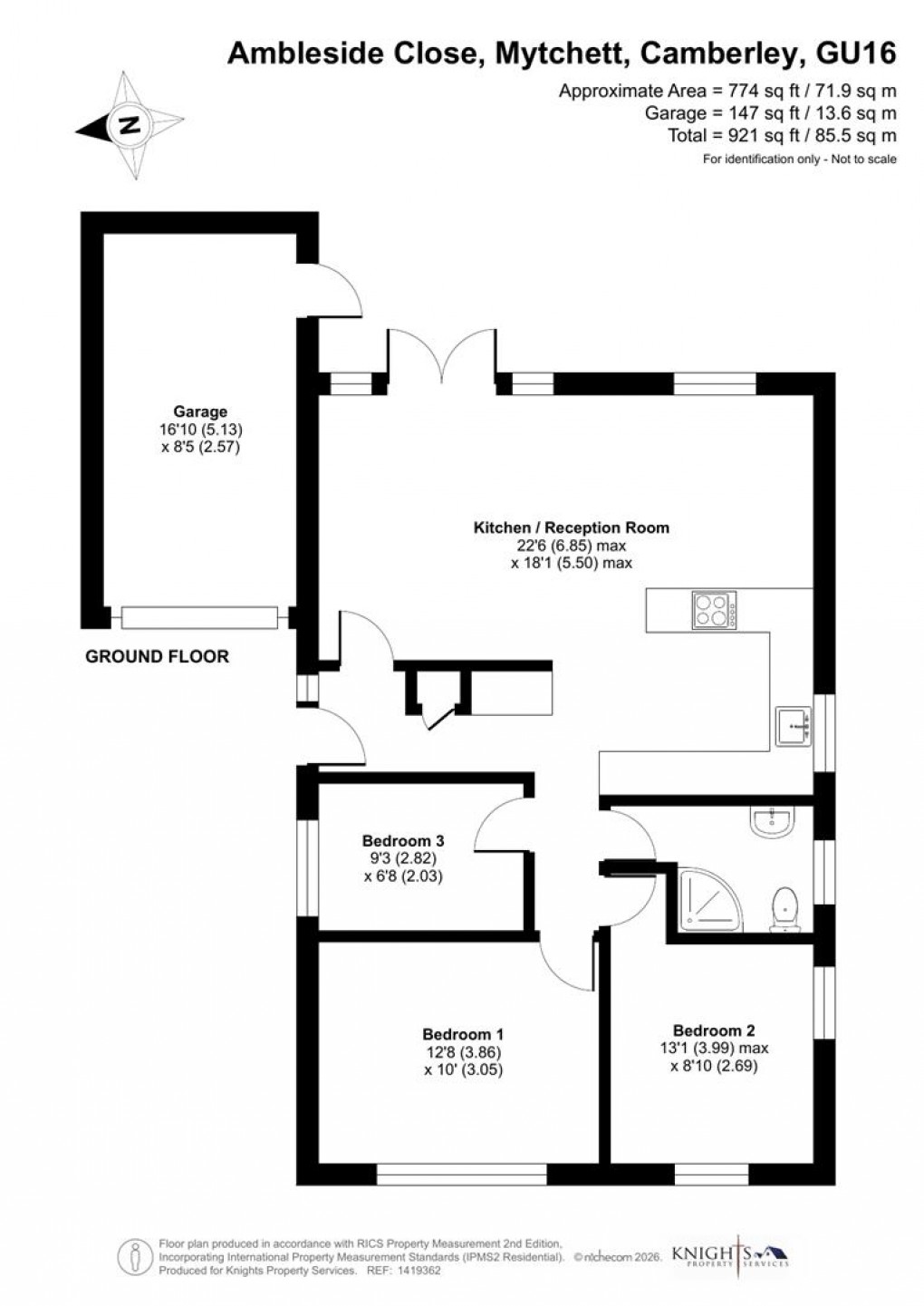 Floorplan for Ambleside Close, Mytchett, Camberley