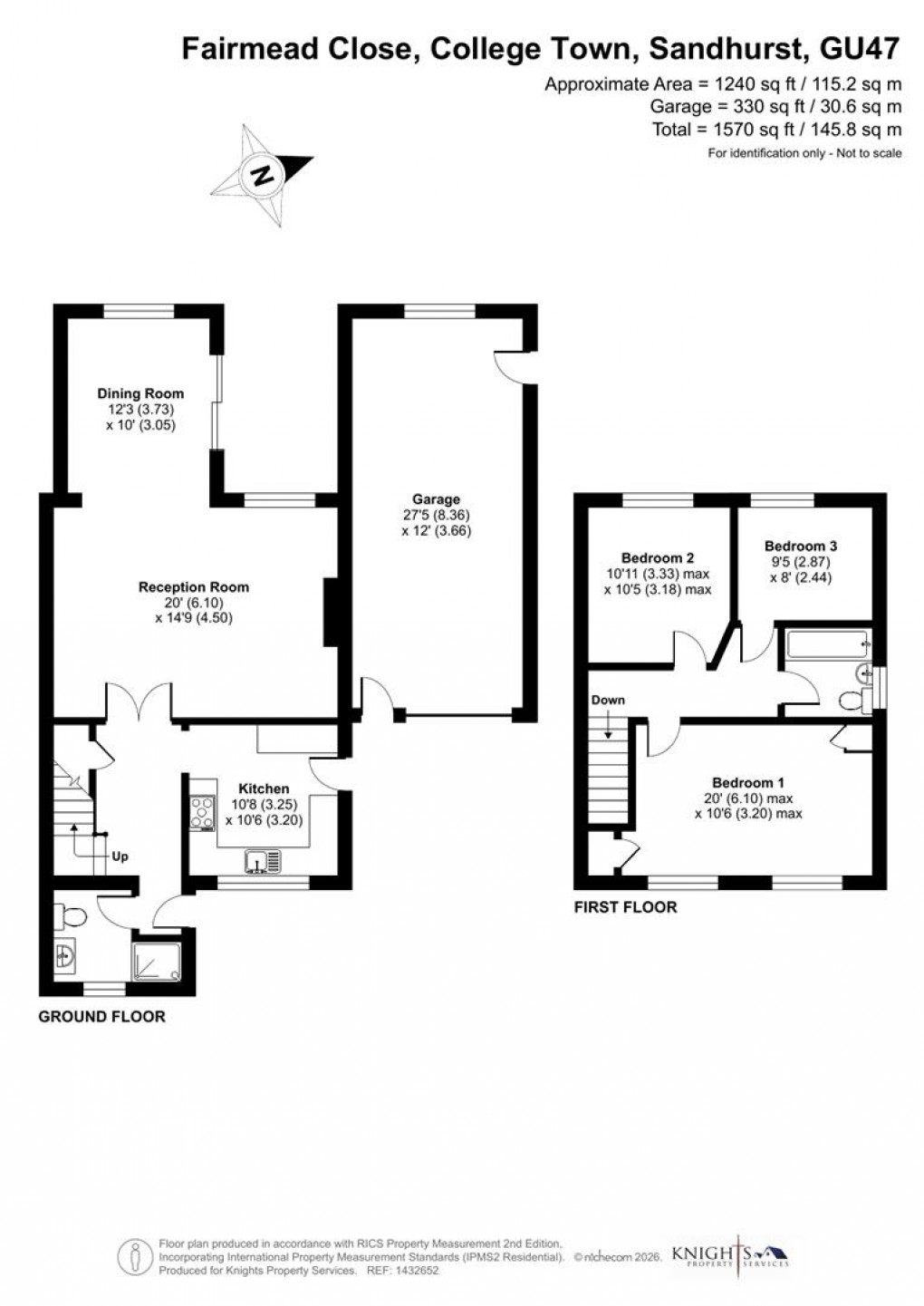 Floorplan for Fairmead Close, College Town, Sandhurst