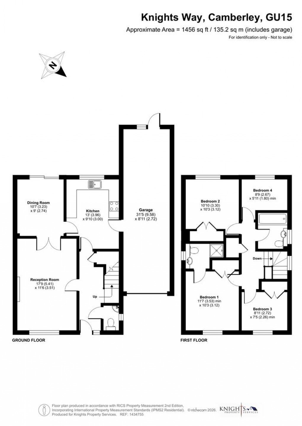 Floorplan for Knights Way, Camberley