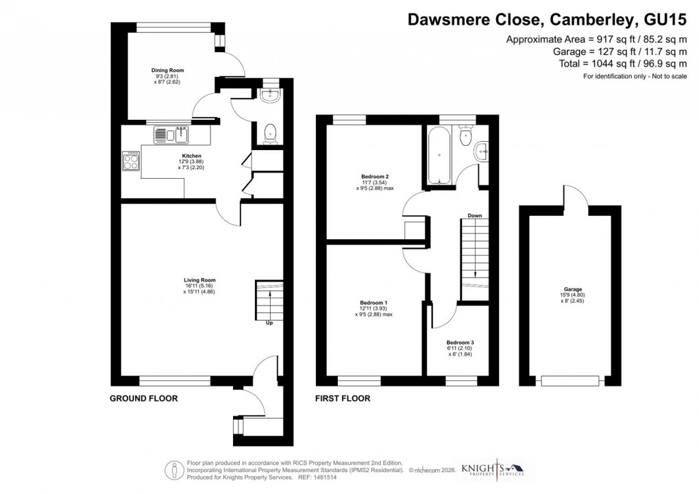 Floorplan for Dawsmere Close, Camberley